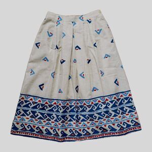 Vtg 60s Limited Edition By Ship N Shore Midi Skirt Aztec Geometric Pleated Sz 12